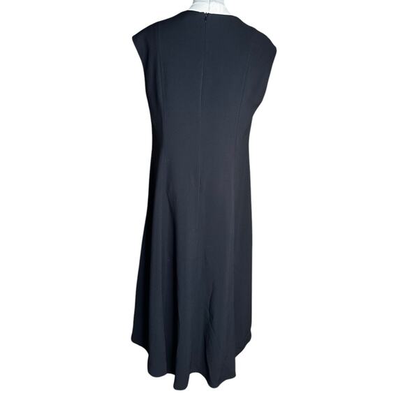St John Black Viscose Sleeveless V Neck Fit & Flare Dress Cocktail Party Size 10 - Picture 4 of 9